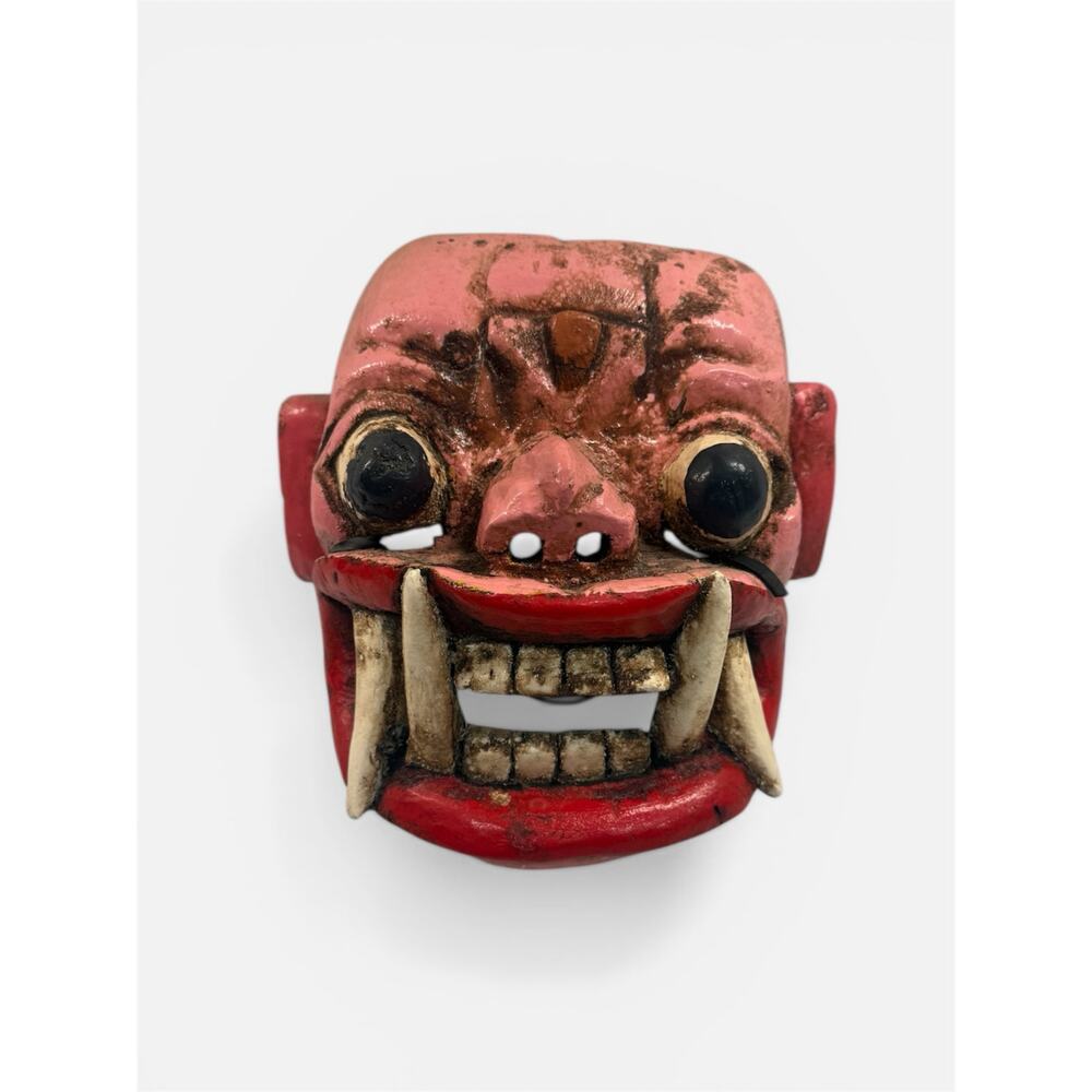 Carved Wooden Wrathful Mahakala Mask Nepal Tibet Buddhist JL